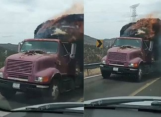 Camión con pacas incendiadas generó siniestro en carretera hacia Tomochi