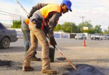 Operativo de bacheo en Campestre, Haciendas III, entre otras
