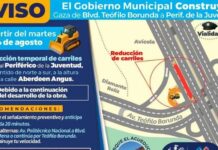 Reducirán carriles en lateral del Juventud por construcción de gaza