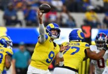 Stafford lanza cuatro touchdowns y los Carneros dominan a los Gigantes
